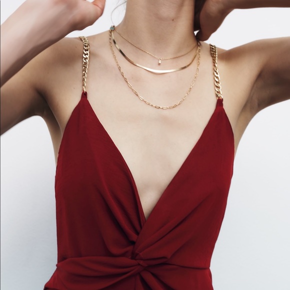 Zara Pants & Jumpsuits Zara Chain Strap Knotted Jumpsuit Poshmark